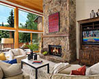 Living room with woodburning fireplace 