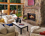 Living room with vaulted ceilings 